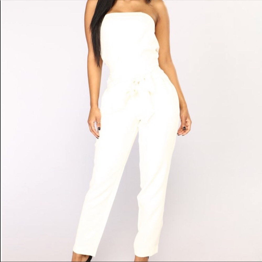 Ivory tie front jumpsuit